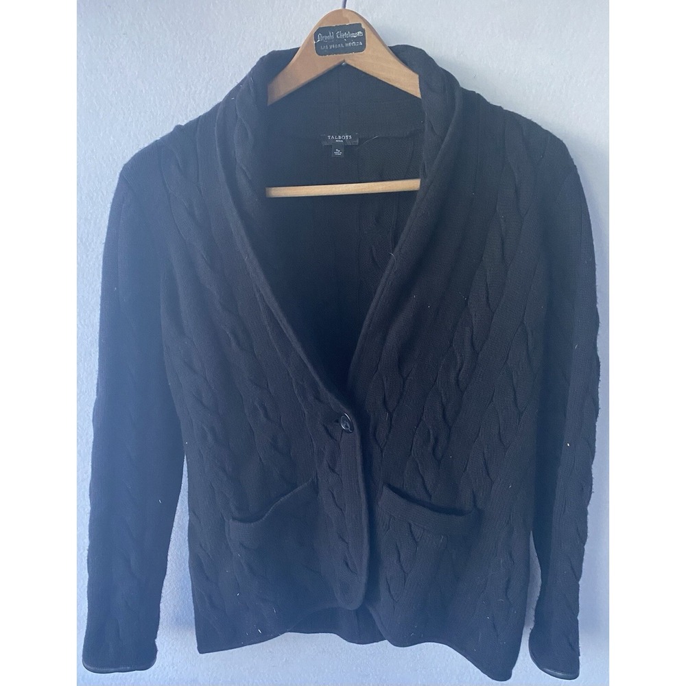 Talbots Cardigan Sweater Wool Blend Size PS Brown Cozy Knit Button Up Womens